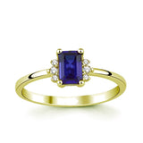 8k - 14k - 18k Gold | Baguette Cut Sapphire Ring with Diamonds