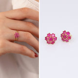 14k Gold | Ruby Hexagon Flower Ring