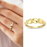 14k Gold | Dome Spiral Wavy Ring