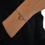 14k Gold | Red North Star Charm Bracelet