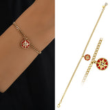 14k Gold | Red North Star Charm Bracelet