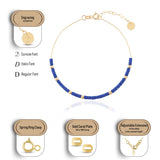 14k Gold | Lapis Lazuli Beaded Bracelet with Personalized Gold Disc