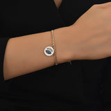 14k Gold | Curb Bracelet with White Evil Eye Charm