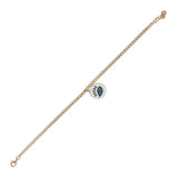 14k Gold | Curb Bracelet with White Evil Eye Charm