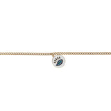 14k Gold | Curb Bracelet with White Evil Eye Charm