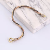 14k Gold | Multi Strand & Color Foxtail Bracelet with Black Carved Beads