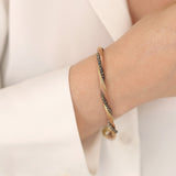 14k Gold | Multi Strand & Color Foxtail Bracelet with Black Carved Beads