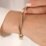 14k Gold | Multi Strand & Color Foxtail Bracelet with Black Carved Beads