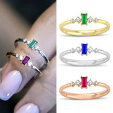 14k Gold | Baguette Cut Emerald with Diamond Ring