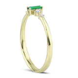 14k Gold | Baguette Cut Emerald with Diamond Ring