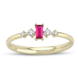 14k Gold | Baguette Cut Ruby Ring