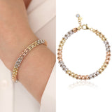 14k Gold | Tri Color Dorica Beads Chain Bracelet