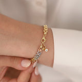 14k Gold | Tri Color Dorica Beads Chain Bracelet