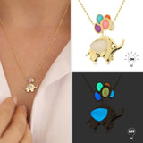 14k Gold | Luminous Elephant on Balloons Necklace