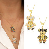 14k Gold | Teddy Bear Necklace With Gemstones