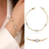 14k Gold | Foxtail Bracelet with CZ Paved Beads