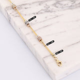 14k Gold | Foxtail Bracelet with CZ Paved Beads