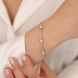 14k Gold | Foxtail Bracelet with CZ Paved Beads