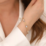 14k Gold | Foxtail Bracelet with CZ Paved Beads