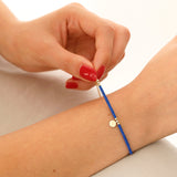 14k Gold | Lapis Lazuli Beaded Bracelet with Engravable Coin Charm