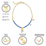 14k Gold | Lapis Lazuli Beaded Bracelet with Engravable Coin Charm