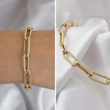 14k Gold | 8mm Hammered Paperclip Bracelet with Buckle Clasp