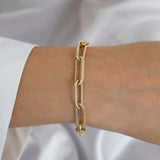 14k Gold | 8mm Hammered Paperclip Bracelet with Buckle Clasp