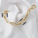 14k Gold | 8mm Hammered Paperclip Bracelet with Buckle Clasp