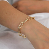 14k Gold | 8mm Hammered Paperclip Bracelet with Buckle Clasp