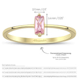 14k Gold | Minimalist Baguette Cut Pink Zircon Ring