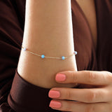 14k Gold | Ball Light Blue Opal Bracelet