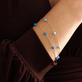 14k Gold | Ball Light Blue Opal Bracelet