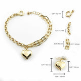 14k Gold | Paperclip & Rolo Chain Bracelet with Heart Charm