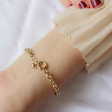 14k Gold | Paperclip & Rolo Chain Bracelet with Heart Charm