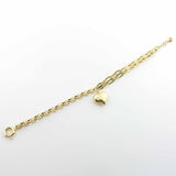 14k Gold | Paperclip & Rolo Chain Bracelet with Heart Charm