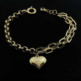 14k Gold | Paperclip & Rolo Chain Bracelet with Heart Charm