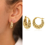 14k Gold | Fall Leaf Hoop Earrings