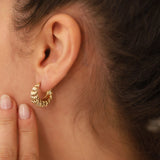 14k Gold | Fall Leaf Hoop Earrings