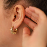 14k Gold | Fall Leaf Hoop Earrings