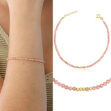 14k Gold | Pink Moonstone Eternity Beaded Bracelet