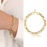 14k Gold | 8mm Hammered Oval Link Bracelet