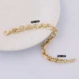 14k Gold | 8mm Hammered Oval Link Bracelet