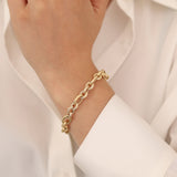 14k Gold | 8mm Hammered Oval Link Bracelet