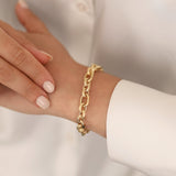 14k Gold | 8mm Hammered Oval Link Bracelet