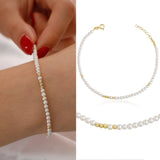 14k Gold | White Pearl Eternity Beaded Bracelet