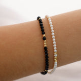 14k Gold | White Pearl Eternity Beaded Bracelet