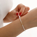 14k Gold | White Pearl Eternity Beaded Bracelet