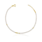 14k Gold | White Pearl Eternity Beaded Bracelet