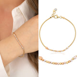 14k Gold | Foxtail Bracelet with Carved Beads