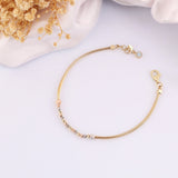 14k Gold | Foxtail Bracelet with Carved Beads